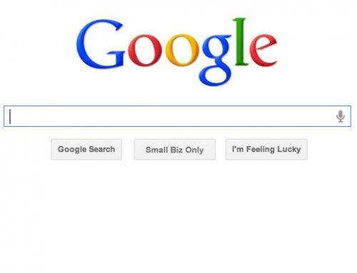 Google’s (not real) “Small Businesses Only” Search Button