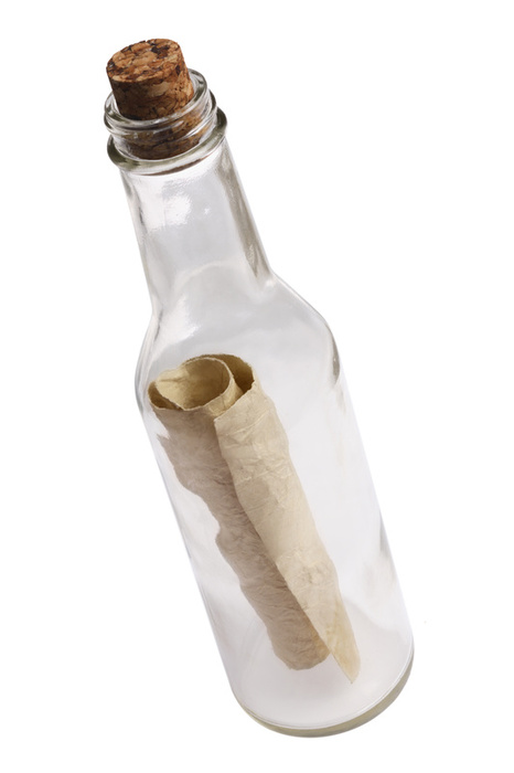 Marketing message in a bottle white background